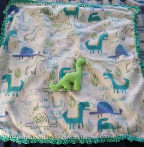 Fleece Dinosaur Baby Blanket With Crochet Border Personalized Etsy