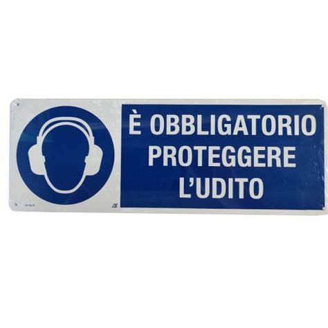 CARTELLO IN ALLUMINIO AUTOADESIVO OBBLIGO PROTEGGERE L UDITO