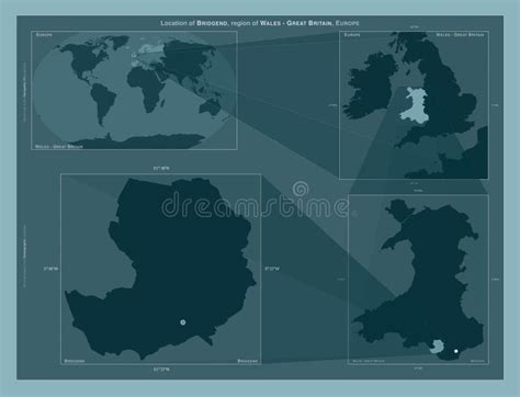 Bridgend, Wales - Great Britain. Described Location Diagram Stock ...