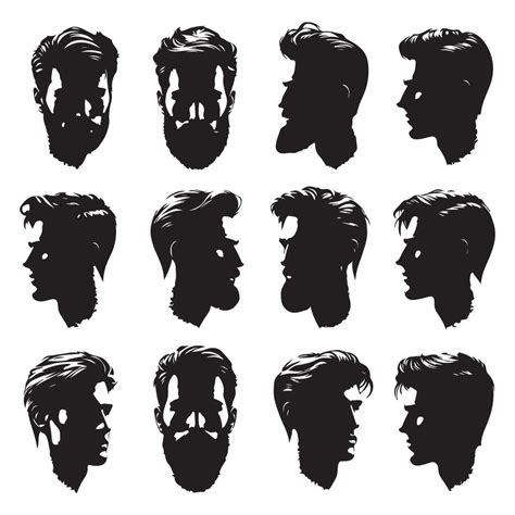 series  outlined male head shapes  vector art  vecteezy