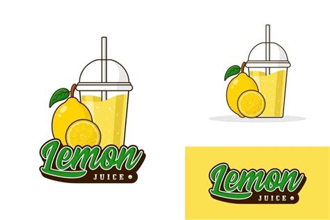 Lemon juice drink logo design illustration