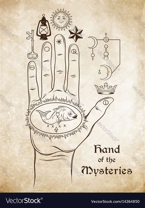 Hand Of The Mysteries Alchemical Symbol Royalty Free Vector