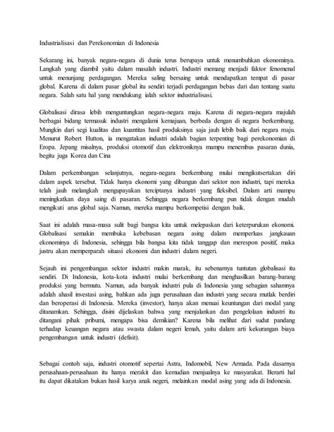 Industrialisasi Dan Perekonomian Di Indonesia PDF