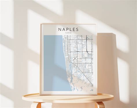Naples Florida Map Print, Naples Wall Art, Naples Poster, Naples