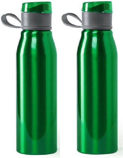 Aluminium Waterfles Drinkfles Bidon Sportfles 2x Metallic Groen