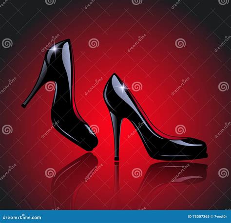 Pair Of Black High Heel Shoes Vector Illustration Stock Illustration Illustration Of Black