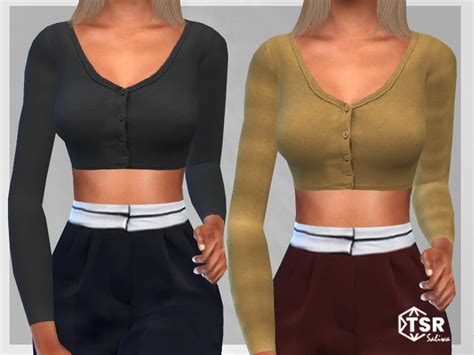 The Sims Resource Cropped Buttoned Cardigans