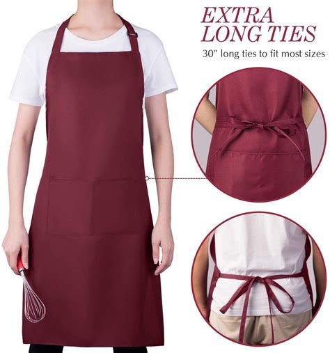 Lasheen Adjustable Bib Apron Waterdrop Resistant With 2 Pockets Cooking