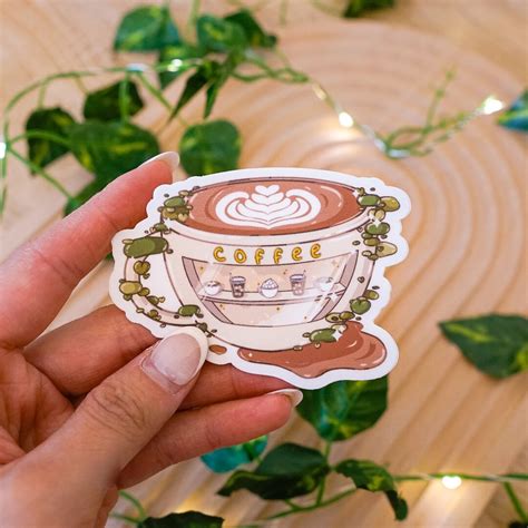 Cute Coffee Shop Sticker Cute Coffee Sticker Coffee Sticker Kawaii Coffee Sticker Latte Art