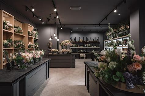 Premium Photo Modern Flower Shop With Sleek Design And Contemporary Decor