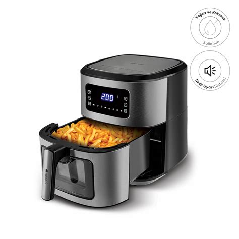 Karaca Multifry Inox XXL 6 5 Litre Dijital Cam Pencereli Airfryer Karaca