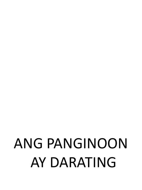 Ang Panginoon Ay Darating Pdf