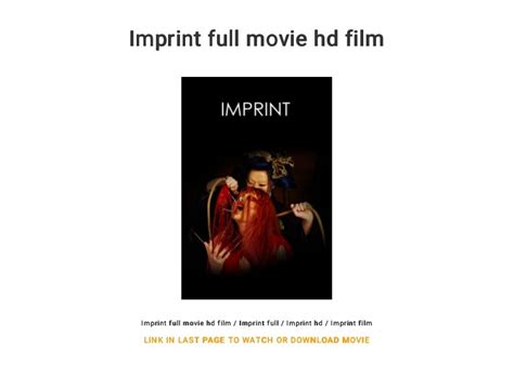 Imprint full movie hd film