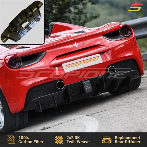 Scopione Carbon Fiber Rear Bumper Diffuser For Ferrari 488 Gtb And Spider