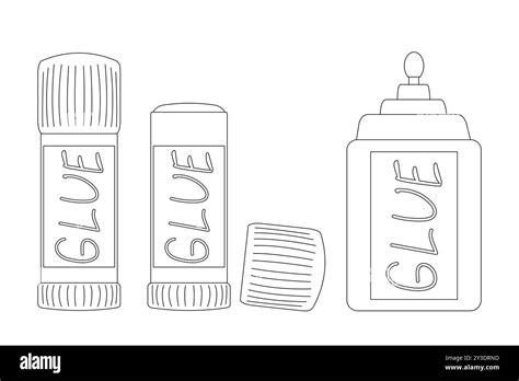 Vector drawing of different types of glue bottles for school use. Perfect for educational and ...