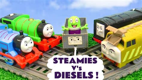 Steamies Vs Diesels Toy Train Challenge Story Youtube