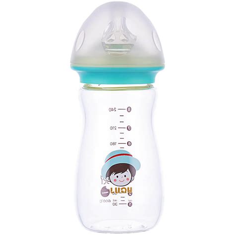 Luqu Wide Neck Glass Feeding Bottle Green 120ml