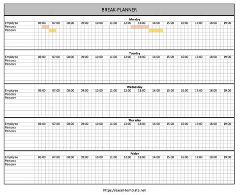 Employee Lunch Break Schedule Template