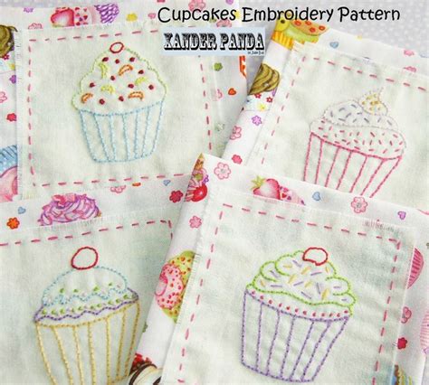 Cupcakes Embroidery Pattern For 1 25 Cupcake Embroidery Patterns