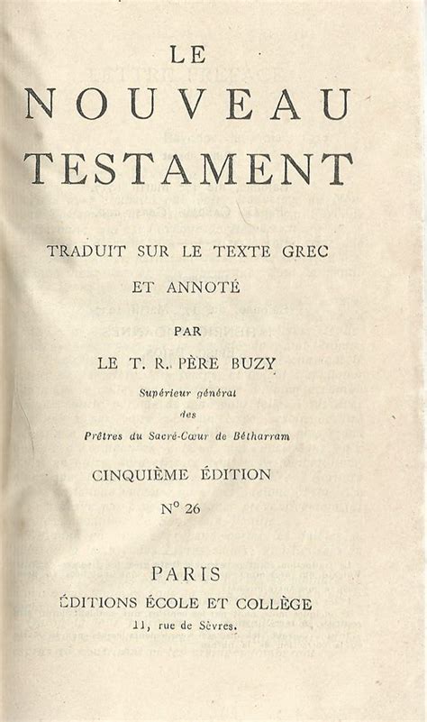 Nouveau Testament Buzy Cie 1937 Bibliorama