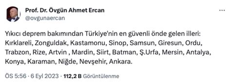 Prof Dr Ahmet Ercan depreme karşı en güvenli illeri sıraladı