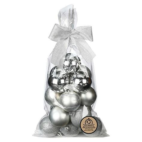 Weihnachtskugeln Silber 6cm Geschenkbeutel Silber 6 Cm 12 Stk