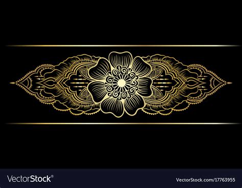 Gold Indian Line Art Border Royalty Free Vector Image