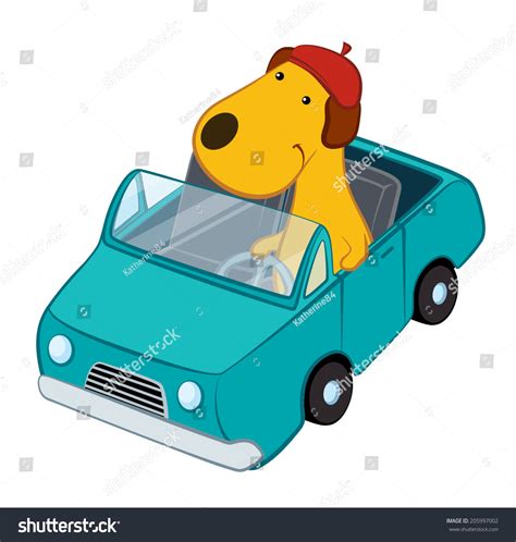 Cartoon Dog Driving Car Stock Vector (Royalty Free) 205997002 ...