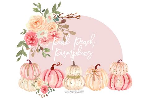 Pink Elements Pumpkin Watercolor Clipart Graphic By Sunflowerlove · Creative Fabrica