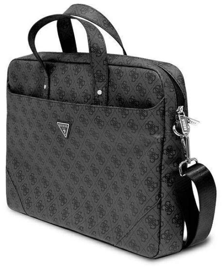 Guess Saffiano 4G Triangle Logo Computer Bag 16 Czarny Torba Na