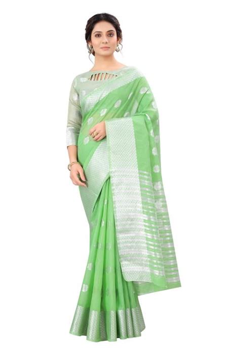 Buy Anjaneya Sarees Woven Green Cotton Silk Saree Online At Best Prices