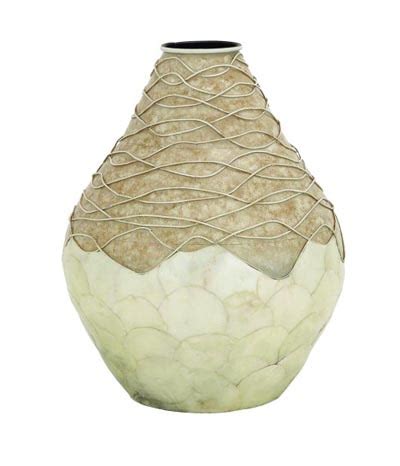 Capiz Shell Vanilla Vase Globe Imports