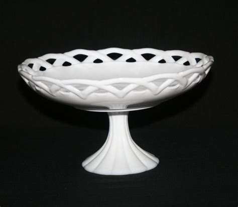 Milk Glass Pedestal Bowl Glass Compote Fruit Bowl Wedding Etsy Milk Glass Bowl Compote