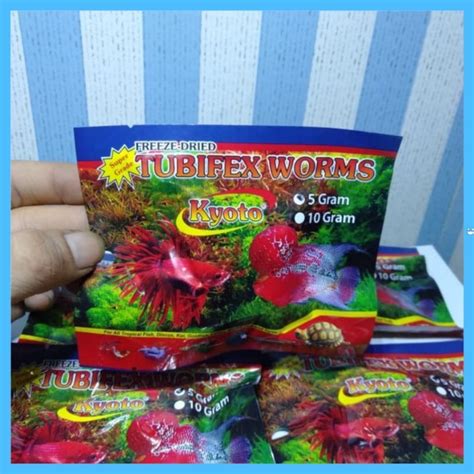 Jual MAKANAN IKAN CACING KERING TUBIFEX WORMS PAKAN IKAN HIAS 5 GRAM