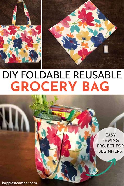 Diy Foldable Reusable Grocery Bags Diy Reusable Grocery Bags Sewing