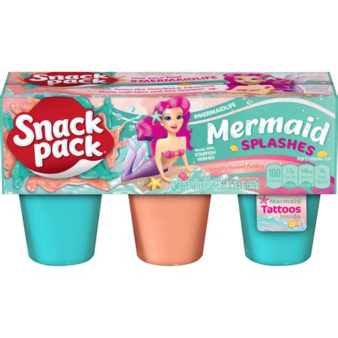 Snack Pack Mermaid Splashes Pudding Cups, 3.25 oz, 6 Pack - Walmart.com