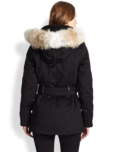 Lyst - Canada goose Cortina Belted Fur-Trim Parka in Black