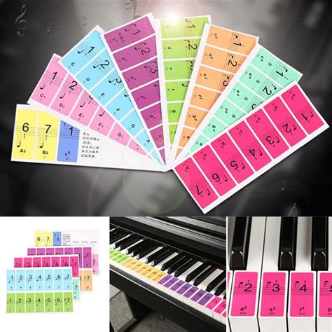 Piano Stickers Keyboard Music Note Chart Removable Grandado