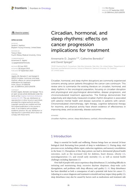 Pdf Circadian Hormonal And Sleep Rhythms Effects On Cancer