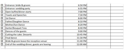 Day Of Wedding Timeline Template Excel | DocTemplates