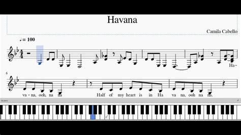 Piano Notes For Havana ~ Piano Lessons Online