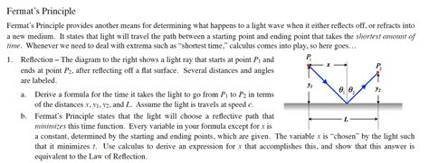 Solved Fermat's Principle Fermat's Principle provides | Chegg.com