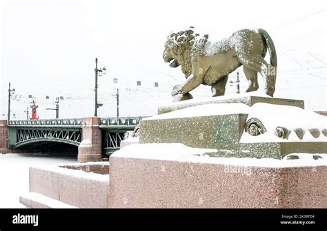 Marble Lion At The Dvortsovaya Pier Of The Admiralty Embankment A Copy