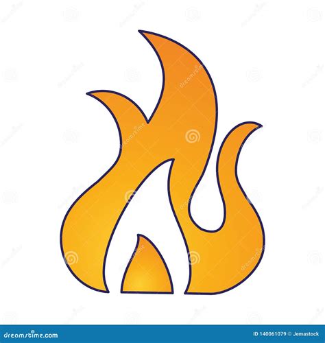 Fire Flamme Symbol In Blue Lines Vector Illustration Cartoondealer