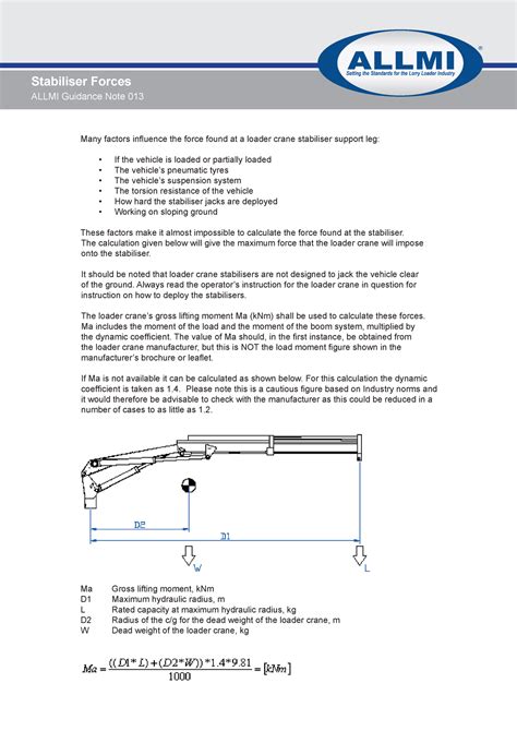 Allmi Guidance Notes Stabiliserforces Stabiliser Forces ALLMI