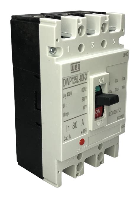 Disjuntor Caixa Moldada 80A Weg DWP125L 80 3 20KA 38 4150V MAQPART