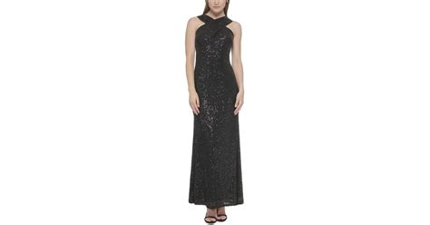 Eliza J Sequined Long Evening Dress In Black Lyst