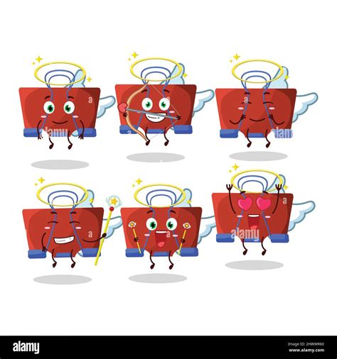 Red Binder Clip Cartoon Designs As A Cute Angel Character Vector