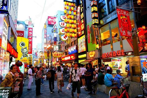 Shinsaibashi Osaka Dotonbori Is The Largest Food Street Stock