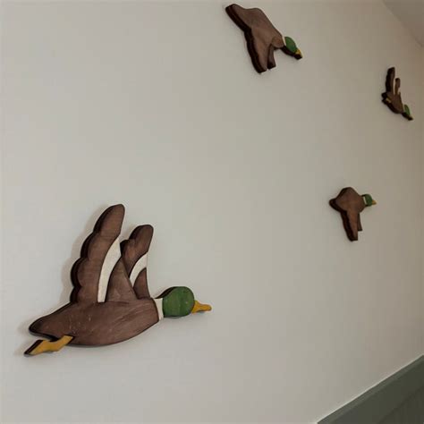 Flying Mallard Ducks Wooden Wall Art Decor Lake House Decor For Wall